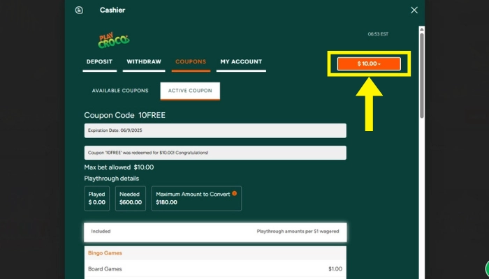 PlayCroco Casino(プレイクロコ)の入金不要ボーナス