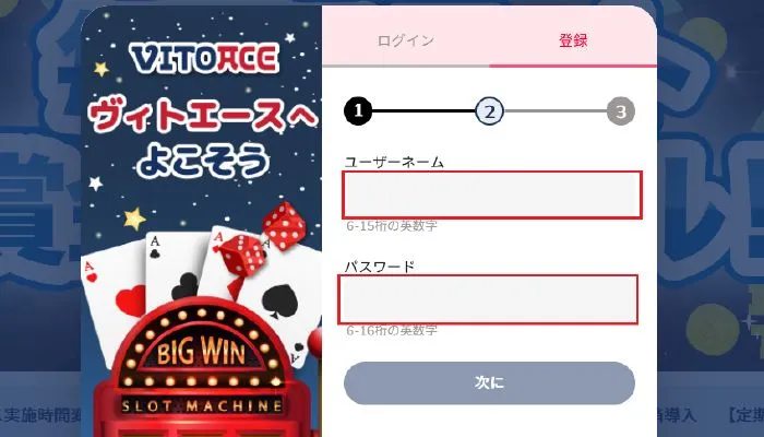 ヴィトエースカジノの登録手順4